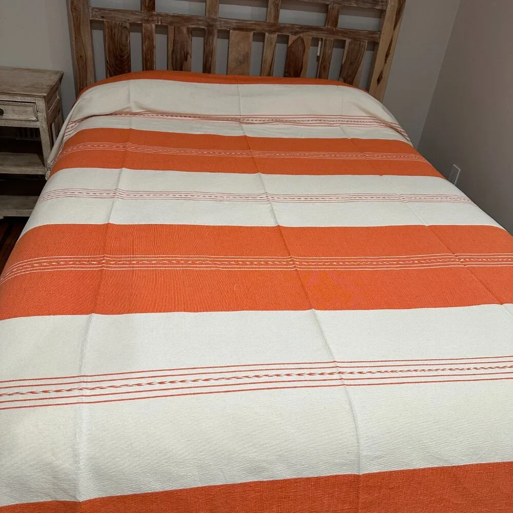 Full Size Cotton Bedspread/Quilt. From Oaxaca Mex. Hand loom, Bed covers,